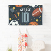 Banderoles Garçons Anniversaire de enfant sportif moderne Blu (En situation)