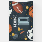 Banderoles Garçons Anniversaire de enfant sportif moderne Blu (Vertical)