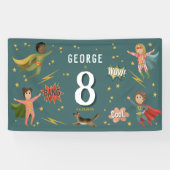 Banderoles Garçons Cool Blue Action Superhero Anniversaire de (Horizontal)