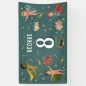 Banderoles Garçons Cool Blue Action Superhero Anniversaire de (Vertical)