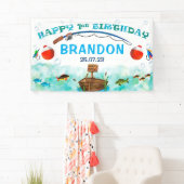 Banderoles Garçons Premier anniversaire Contexte Pêche O-fish (En situation)