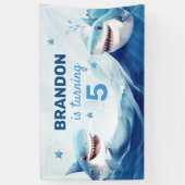 Banderoles Garçons sous l'océan marin requin 5e anniversaire (Vertical)