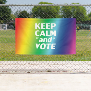 Banderoles garder calme et voter rainbow gradient lgbt pride