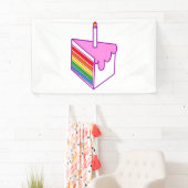 Banderoles gâteau arc-en-ciel d'anniversaire heureux (En situation)