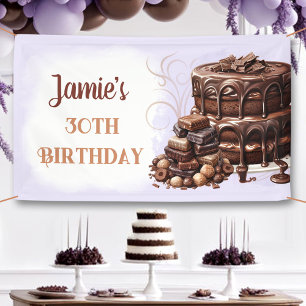 Banderoles Gâteau au chocolat Purple Brown 30e fête d'anniver