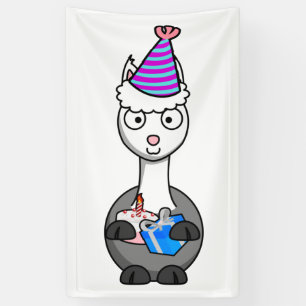 Banderoles gâteau d'anniversaire heureux alpaca