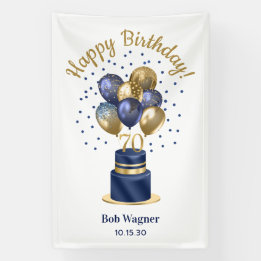 Banderoles Gâteau de ballons bleu marine pour 70e anniversair