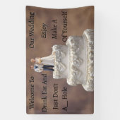 Banderoles Gâteau Mariage Blanc De Cinq Niveaux Avec Couple D (Verticale)