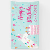 Banderoles Gâteau tout Llama amusant 4e anniversaire Aqua (Vertical)