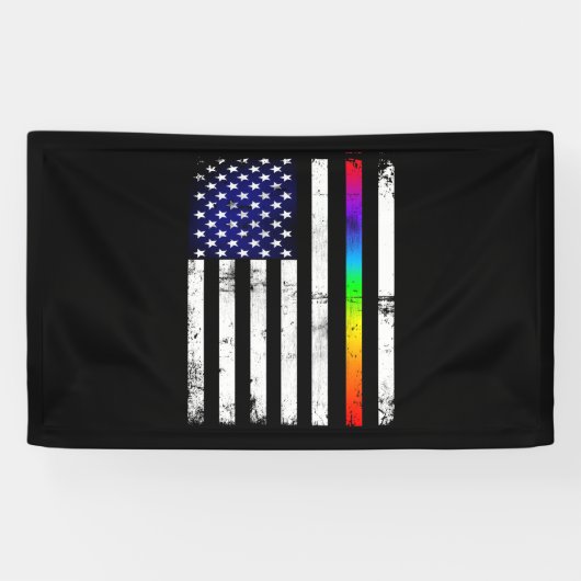 Banderoles Gay pride mince Rainbow Line Drapeau américain (Horizontal)