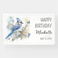 Geai bleu Fleurs de printemps Fête d'anniversaire 