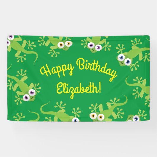 Banderoles Gecko Lizards Anniversaire Fête Enfants mignons (Horizontal)