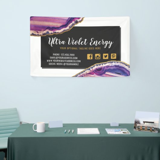 Banderoles Géode Agate Slice Gemstone Ultra Violet violet (Salon professionnel)