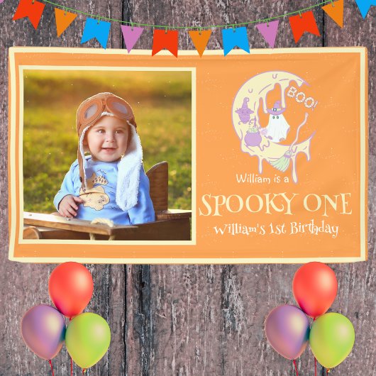 Banderoles Ghost Moon Éffrayant Un garçon 1er anniversaire Ha