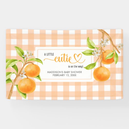 Banderoles Gingham Orange Baby Shower (Horizontal)