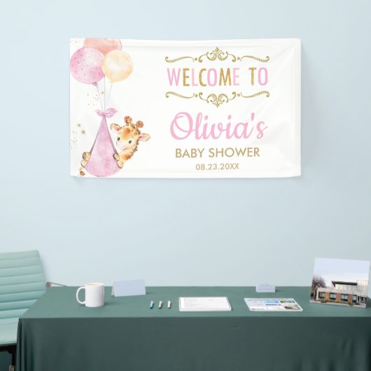 Banderoles Giraffe Balloons Fille Baby shower Accueil arrière (Salon professionnel)