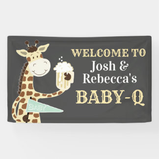 Banderoles Giraffe boire de la bière Baby-Q Baby shower co-ed