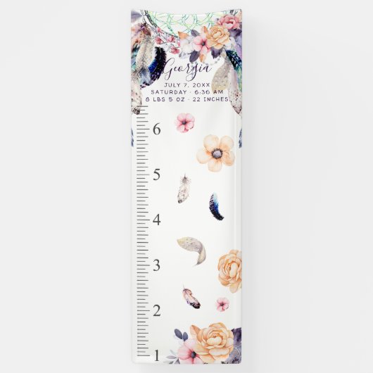 Banderoles Girly Boho Dreamcatcher | Graphique de croissance (Vertical)