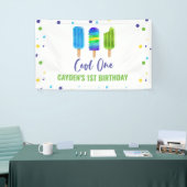 Banderoles Glace Cool One 1er Anniversaire Bleu Vert (Salon professionnel)