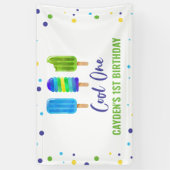 Banderoles Glace Cool One 1er Anniversaire Bleu Vert (Vertical)