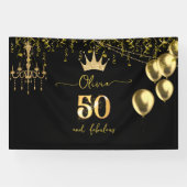 Banderoles Glam 50 et Fabulor Or Noir Anniversaire (Horizontal)
