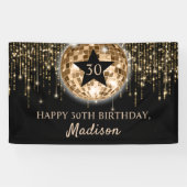Banderoles Glam Black Gold Disco Ball Joyeux 30e anniversaire (Horizontal)