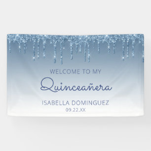 Banderoles Glam Blue Pailleté Drip Quinceañera
