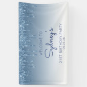 Banderoles Glam Blue Parties scintillant Drip 21e fête d'anni (Vertical)