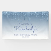 Banderoles Glam Blue Parties scintillant Drip 50th Birthday P (Horizontal)