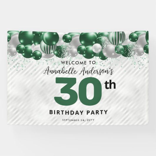 Banderoles Glam Emerald Green Balloon Parties scintillant Bie (Horizontal)