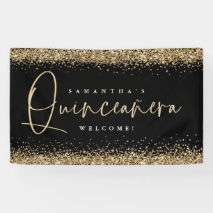 Banderoles Glam Gold Nom de la Parties scintillant Welcome Qu