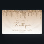 Banderoles Glam Gold Parties scintillant Drip 16th Birthday P<br><div class="desc">Bienvenue aux invités avec cette bannière de fête chic et glamour du seizième anniversaire, avec une bordure brillante or faux parties scintillant goutte à goutte et or ombre arrière - plan. Personnalisez-le avec son nom en écriture brun clair, avec l'anniversaire et la date ci-dessous en police sans serif brun clair....</div>