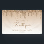 Banderoles Glam Gold Parties scintillant Drip 16th Birthday P<br><div class="desc">Bienvenue aux invités avec cette bannière de fête chic et glamour du seizième anniversaire, avec une bordure brillante or faux parties scintillant goutte à goutte et or ombre arrière - plan. Personnalisez-le avec son nom en écriture brun clair, avec l'anniversaire et la date ci-dessous en police sans serif brun clair....</div>