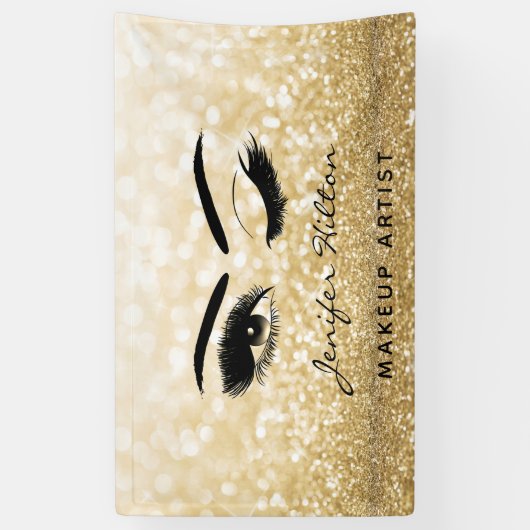 Banderoles Glam moderne or glittery cils & éjaculation sourci (Vertical)