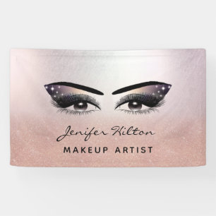 Banderoles Glam moderne rose or glittery cils et sourcils