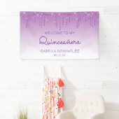 Banderoles Glam Purple Parties scintillant Drip Quinceañera (En situation)