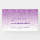 Banderoles Glam Purple Parties scintillant Drip Quinceañera (Horizontal)