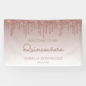 Banderoles Glam Rose Gold Parties scintillant Drip Quinceañer (Horizontal)