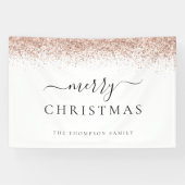 Banderoles Glam Rose Gold Parties scintillant Nom Blanc Joyeu (Horizontal)