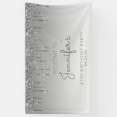 Banderoles Glam Silver Parties scintillant Drip 21st Birthday (Vertical)