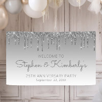 Glam Silver Parties scintillant Drip 25th Annivers