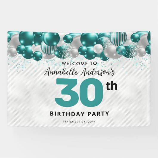 Banderoles Glam Turquoise Green Balloon Parties scintillant d (Horizontal)