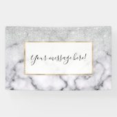 Banderoles Glamorous Silver White Glitter Marble Gradient (Horizontal)