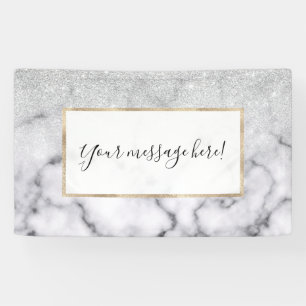 Banderoles Glamorous Silver White Glitter Marble Gradient