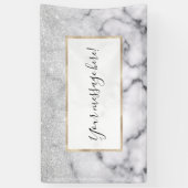 Banderoles Glamorous Silver White Glitter Marble Gradient (Vertical)
