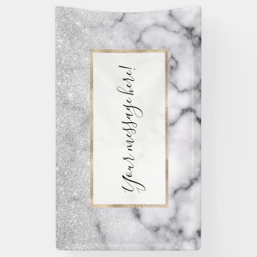 Banderoles Glamorous Silver White Glitter Marble Gradient (Vertical)