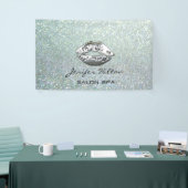 Banderoles Glamour moderne chic glittery lèvres argentées (Salon professionnel)