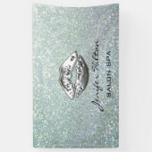 Banderoles Glamour moderne chic glittery lèvres argentées (Vertical)