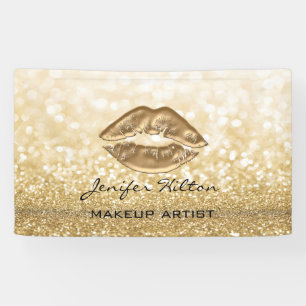 Banderoles Glamour moderne chic lèvres en faux or glittery