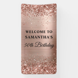 Banderoles Glitterie Rose Gold Foil 50e anniversaire Vertical
